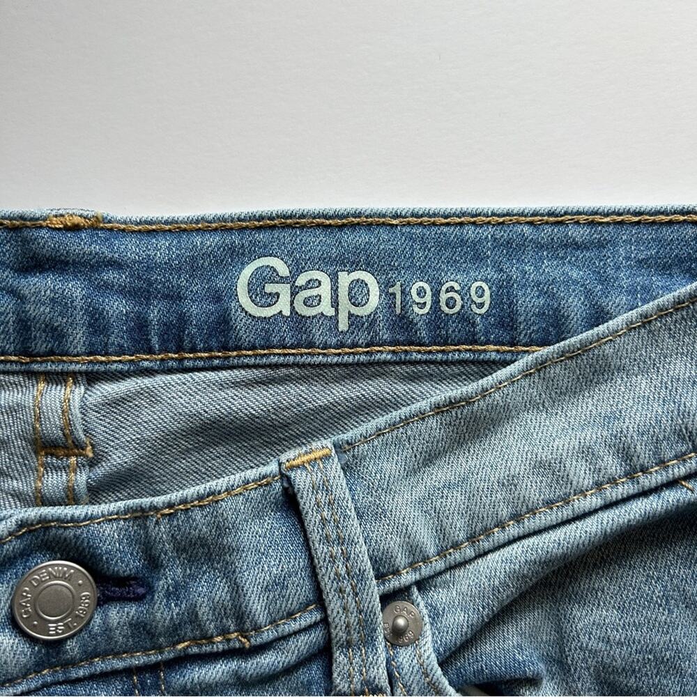 GAP Light Wash Distressed Rips Patchwork Mid-Rise… - image 11